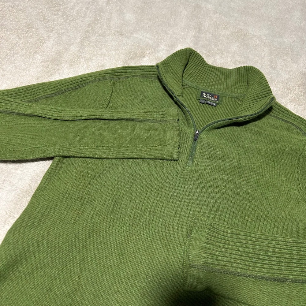 Royal Robbins Quarter Zip Sweater Mens M Green Wool Blend‎ ROYCL-S31